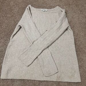 Cream Sweater, open arm slits